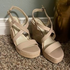 Jessica Simpson nude wedge heels